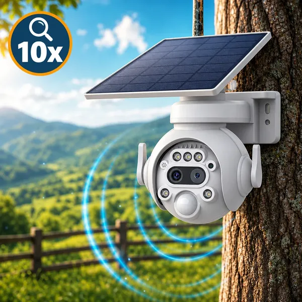 Câmera solar wifi com zoom 10x e bateria