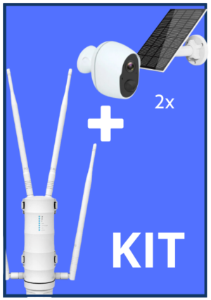 Kit de roteador wifi rural de longo alcance de 4 antenas e câmera solar